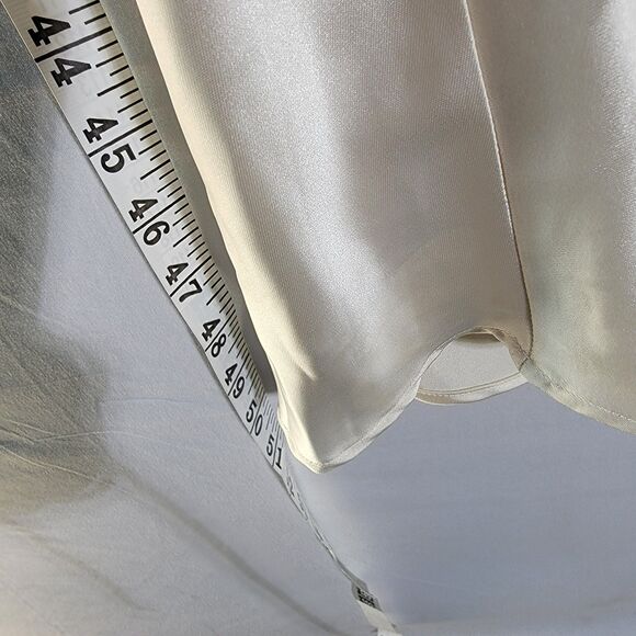 NWT MESHKI Ivana Ivory Sand Satin Halter Slinky Backless Mini Dress Tieback M - Picture 10 of 12